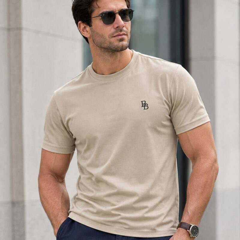 Camiseta Bordada BB Areia