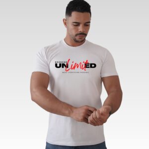 Camiseta Branca Estampa DTF Unlimited