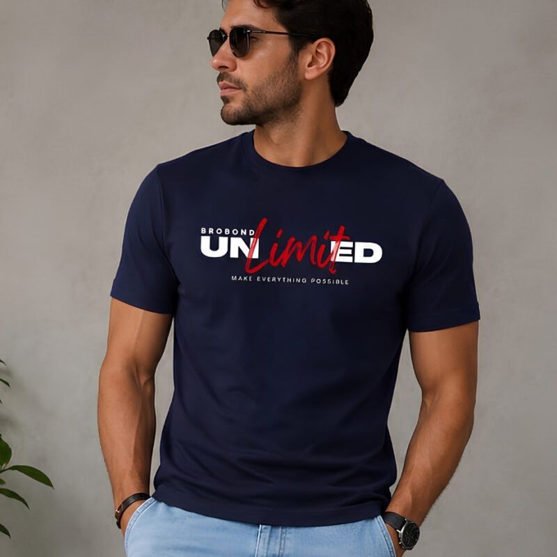 Camiseta Azul Estampa DTF Unlimited